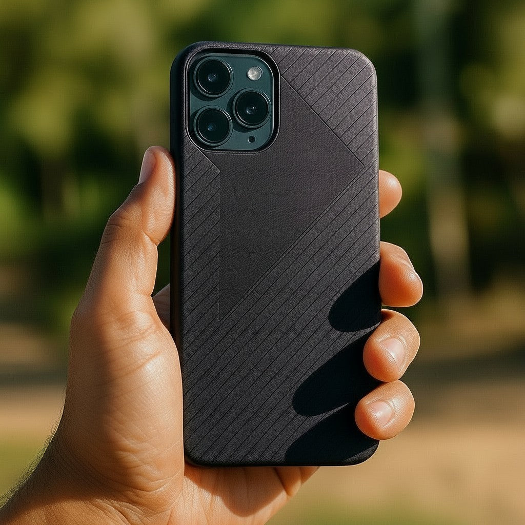 Exquisite Deal Shop Luxeon matte black iPhone case with anti-fall corners and shockproof build.
