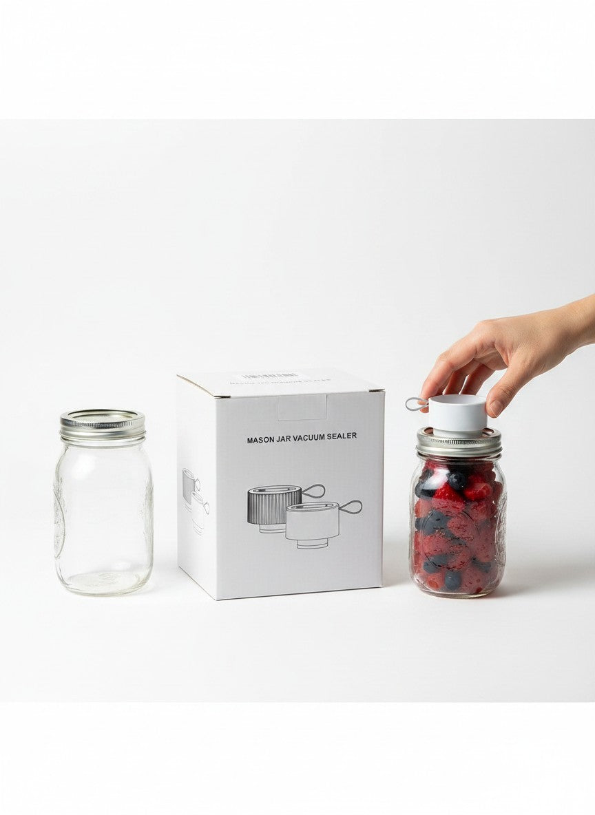 Exquisite Deal Shop Mason Jar Vacuum Sealer box with illustrations of wide-mouth and regular jar lids.