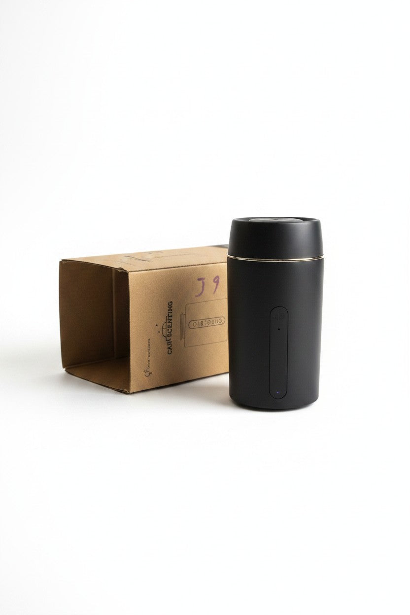Exquisite Deal Shop matte black rechargeable car aroma diffuser cylinder with its original packaging box