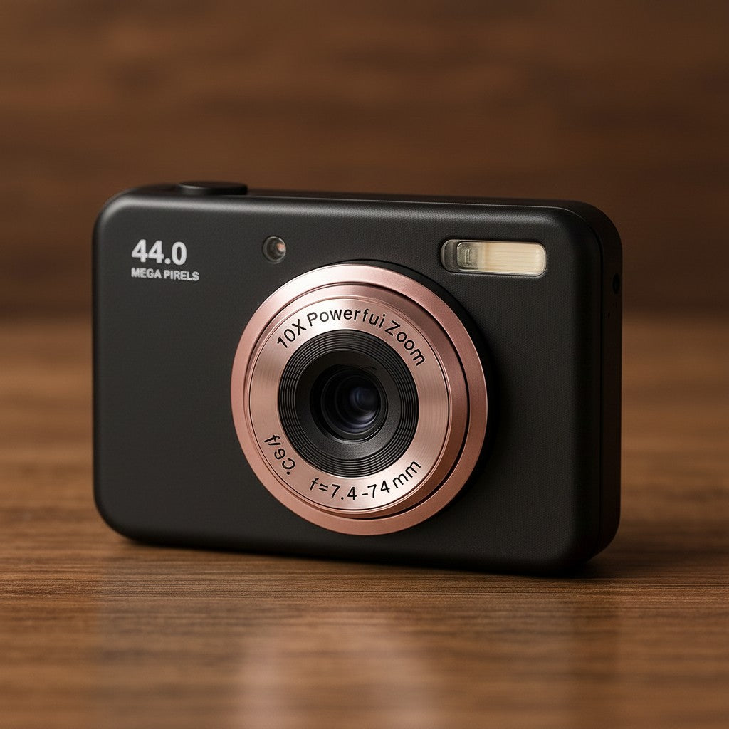 Exquisite Deal Shop pink digital camera with 44MP, 10x zoom, and built-in flash. Compact and beginner-friendly.