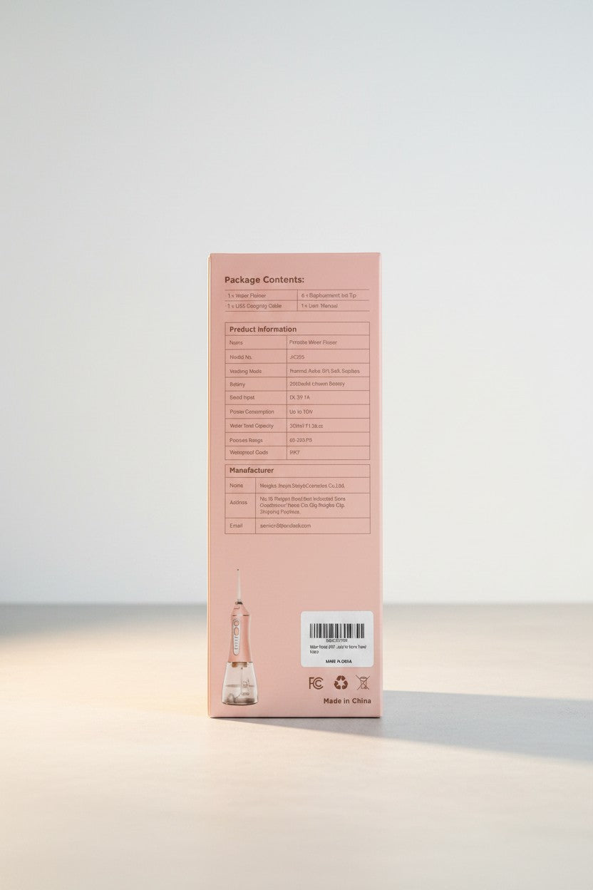 Exquisite Deal Shop pink portable water flosser with 5 modes and 200ml tank, IPX7 waterproof for shower use.