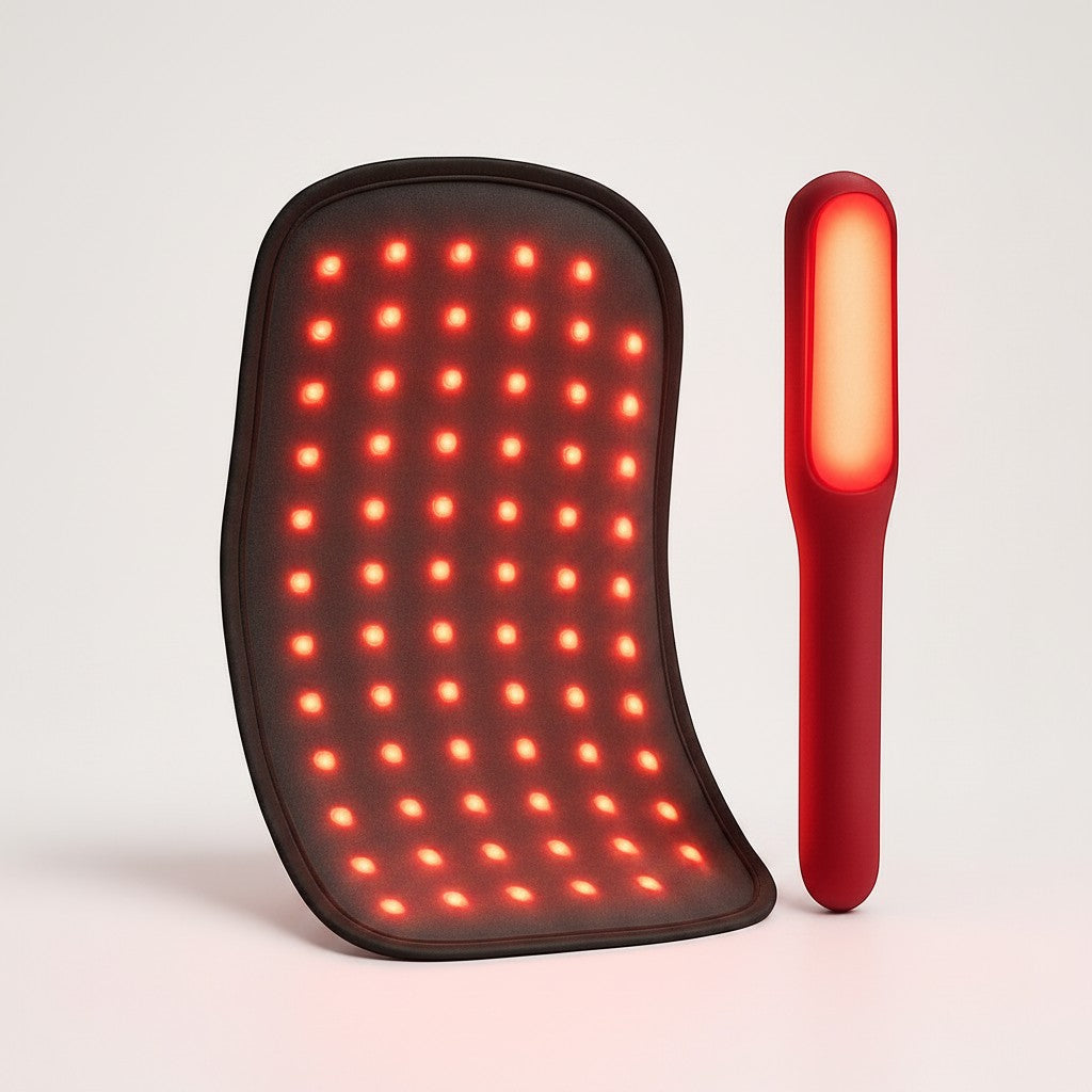 Exquisite Deal Shop red and near-infrared light therapy pad and wand for pain relief and skin recovery. Flexible pad with 660nm + 850nm wavelengths.