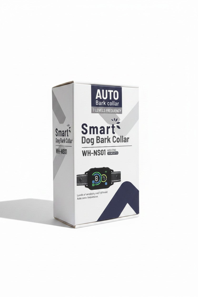 Exquisite Deal Shop Smart Dog Bark Collar WH-NS01 with 7 levels, color display, and rechargeable battery.