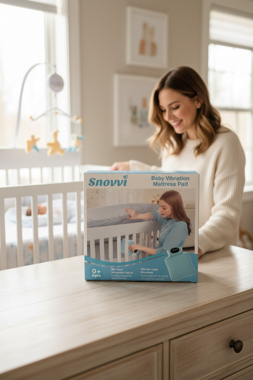 Exquisite Deal Shop Snovvi Baby Vibration Mattress Pad crib sleep aid with multiple intensity settings and auto-off timer.