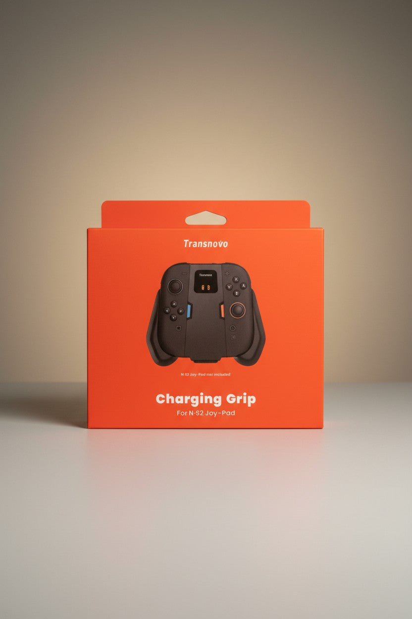 Exquisite Deal Shop Transnovo black charging grip for Switch 2 Joy-Pads, ergonomic design, USB-C power.