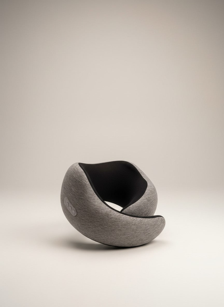 Exquisite Deal Shop Travel Swan Pillow, grey memory foam neck support with curved swan neck design for travel.