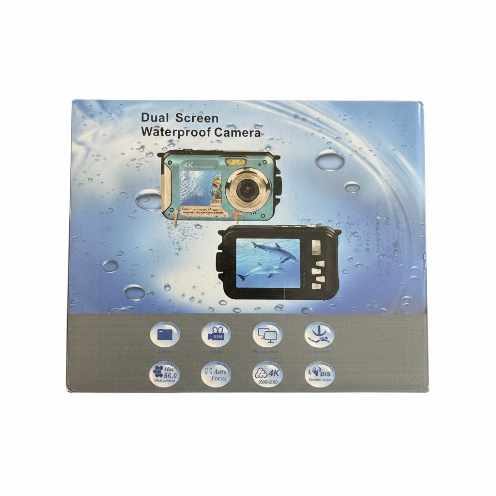 Exquisite Deal Shop Tupso dual-screen waterproof digital camera with 4K video and 56MP photos, ideal for underwater adventures.