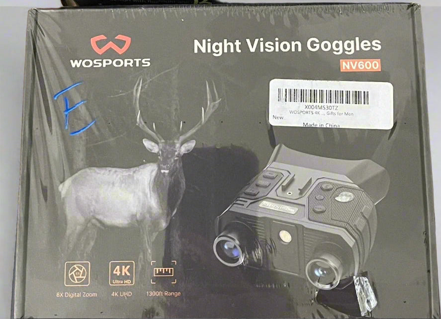 WOSPORTS NV600 Night Vision Binoculars, 8x Digital Zoom, 1300 ft Range, 4K UHD
