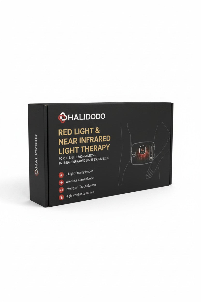 HALIDODO Red Light & Near-Infrared Therapy Pad for full body coverage, 5 energy modes, wireless, intelligent touch screen.