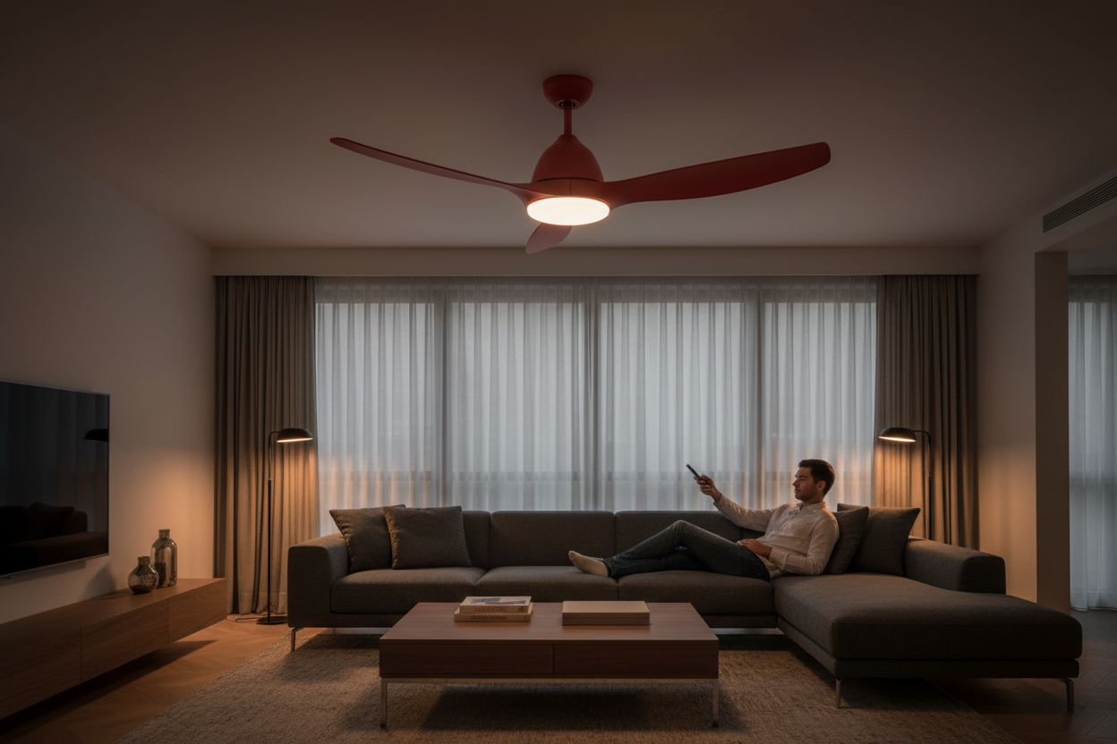 Red SKORFORM Fan — Living Room