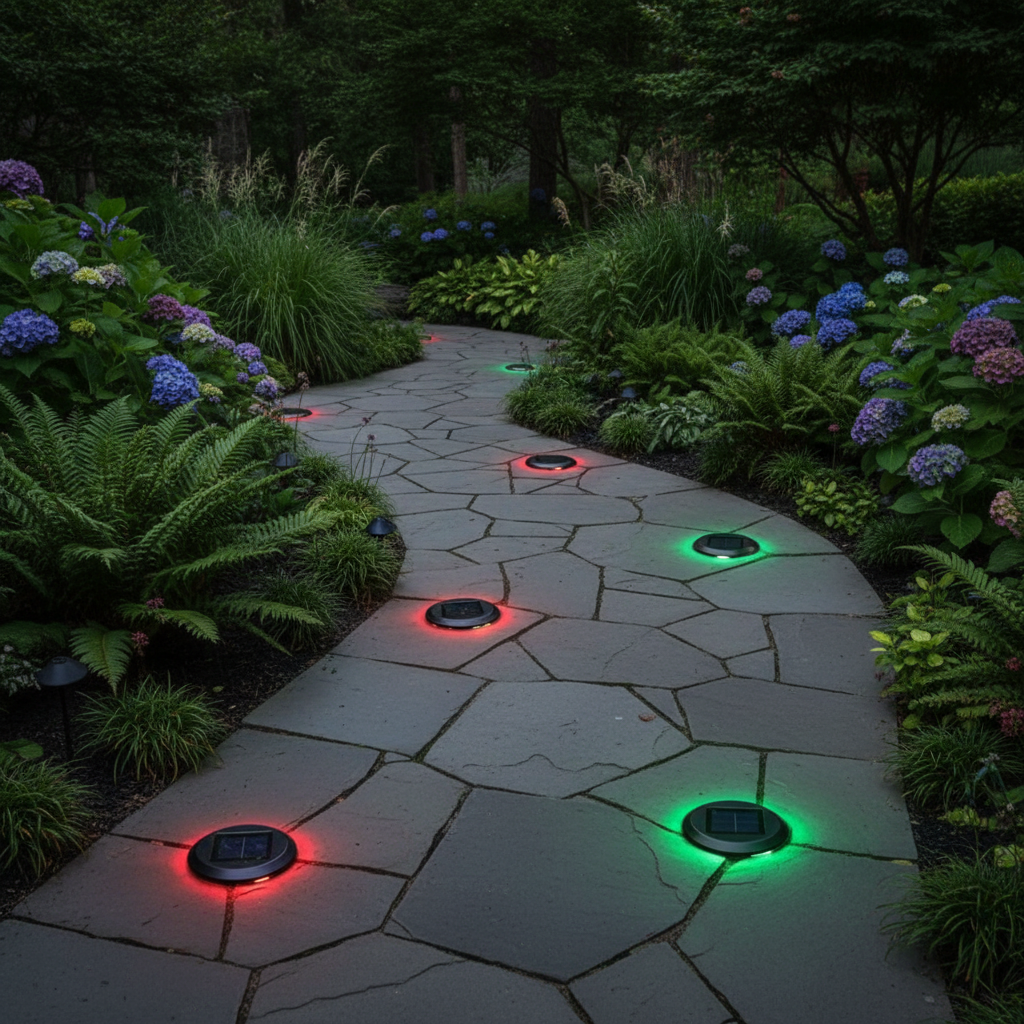 RGB Solar Pavement Light - Stone Path