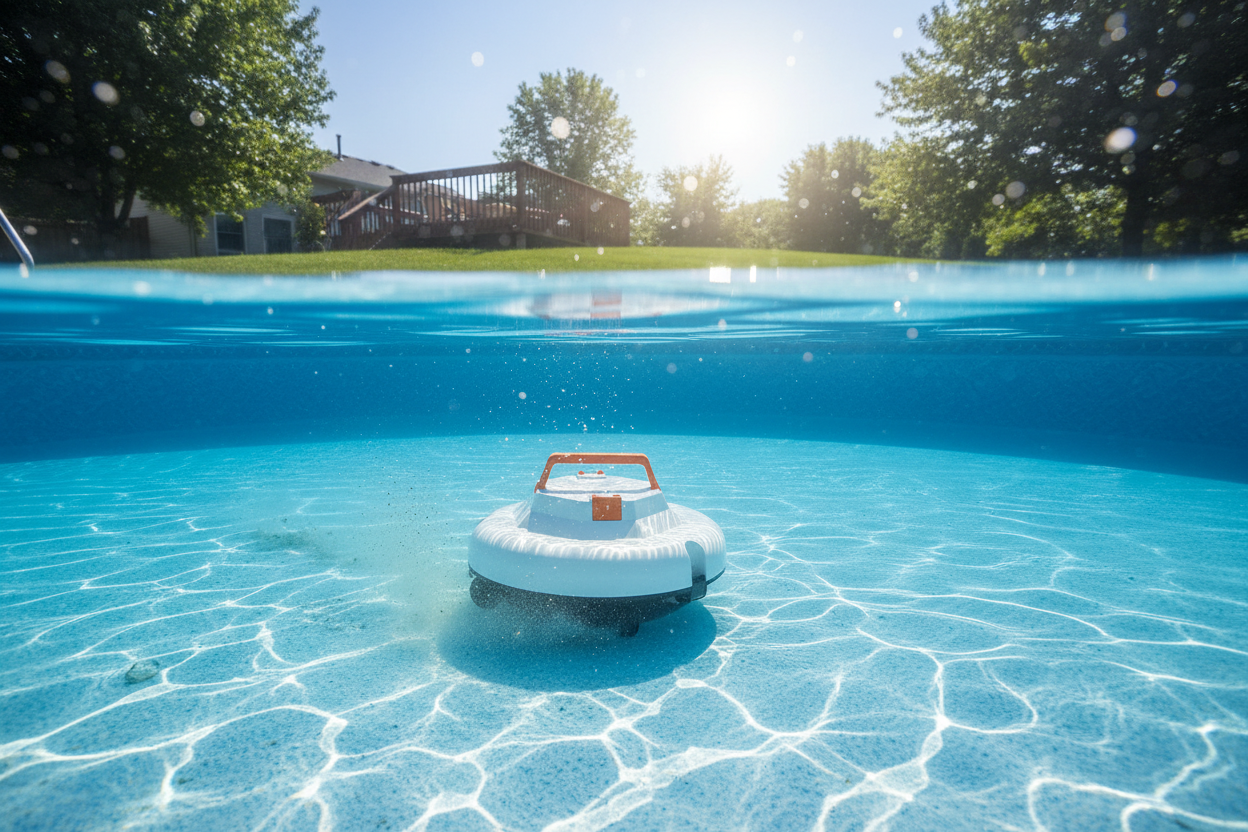 Robotic Pool Cleaner Underwater