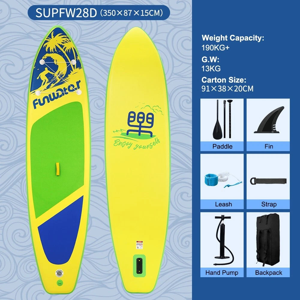 FunWater SUPFW28D Stand Up Paddle Board 138*34*6 inch 419lbs Capacity 12-15 PSI