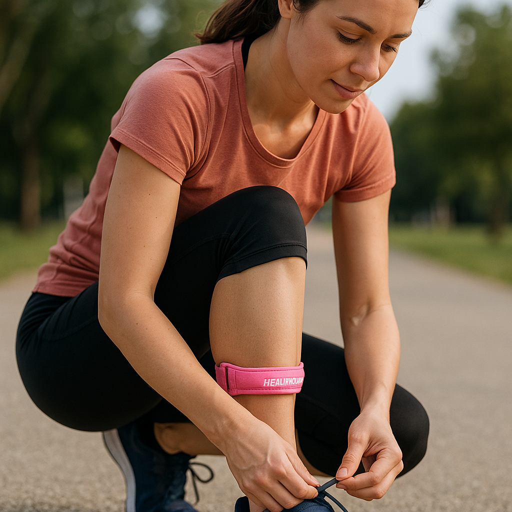 HEALRECUX Silicone Patella Knee Strap Pink Patellar Tendon Support