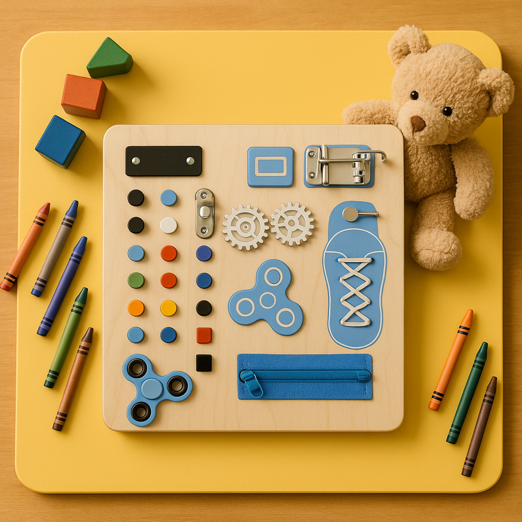 Wooden Busy Board Toddler Montessori Sensory Activity Board Ages 3+