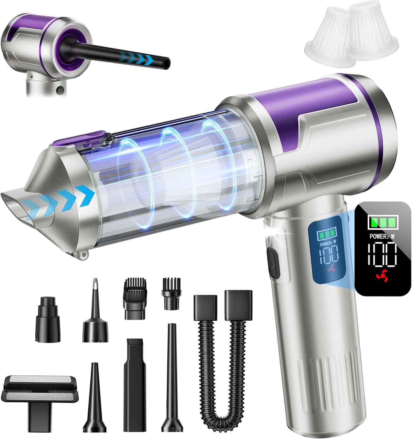 AOHPEGN Cordless Handheld Vacuum - 22000Pa Powerful Suction for Car, Home & Pet Hair