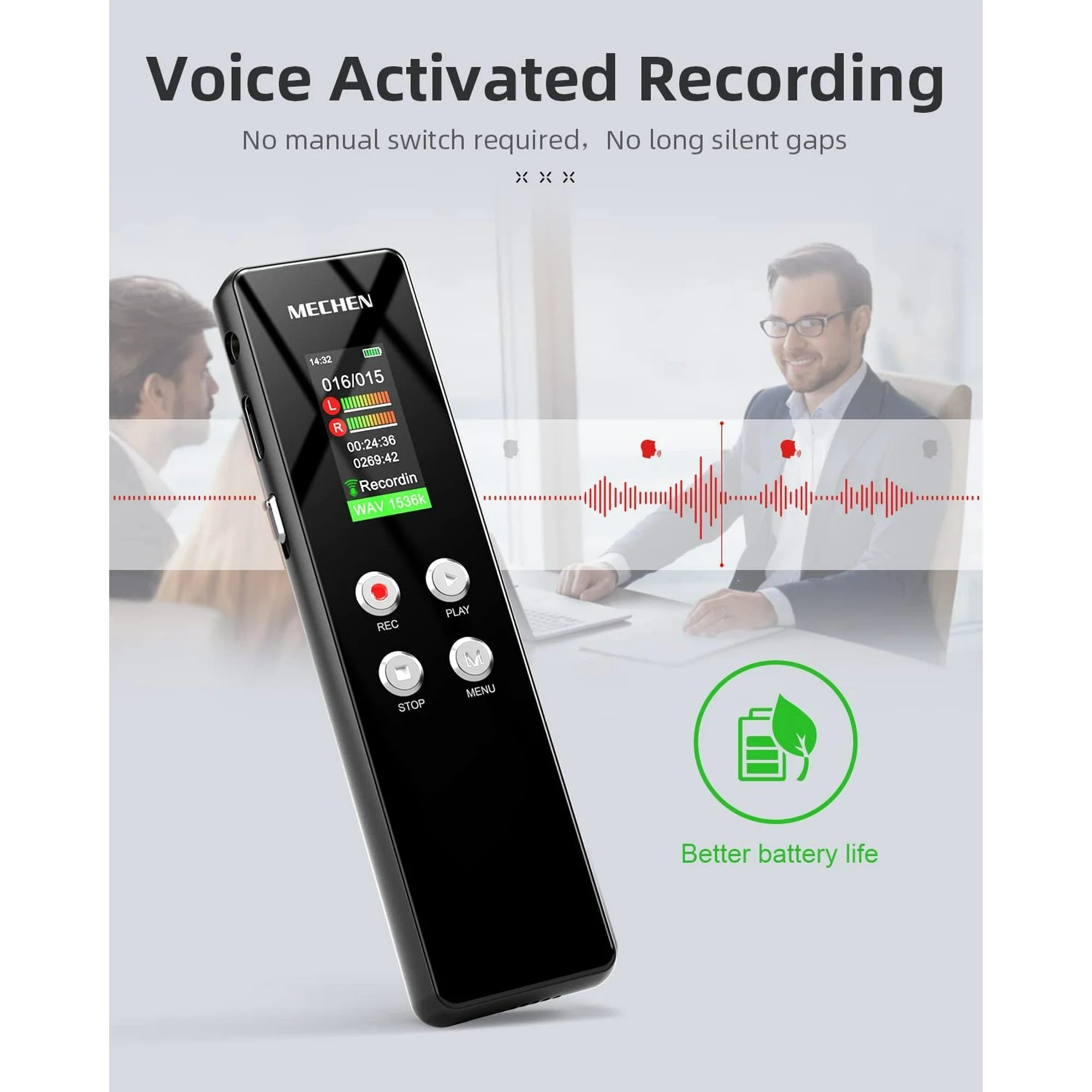 MECHEN V01 64GB Digital Voice Recorder offers professional-grade sound recording