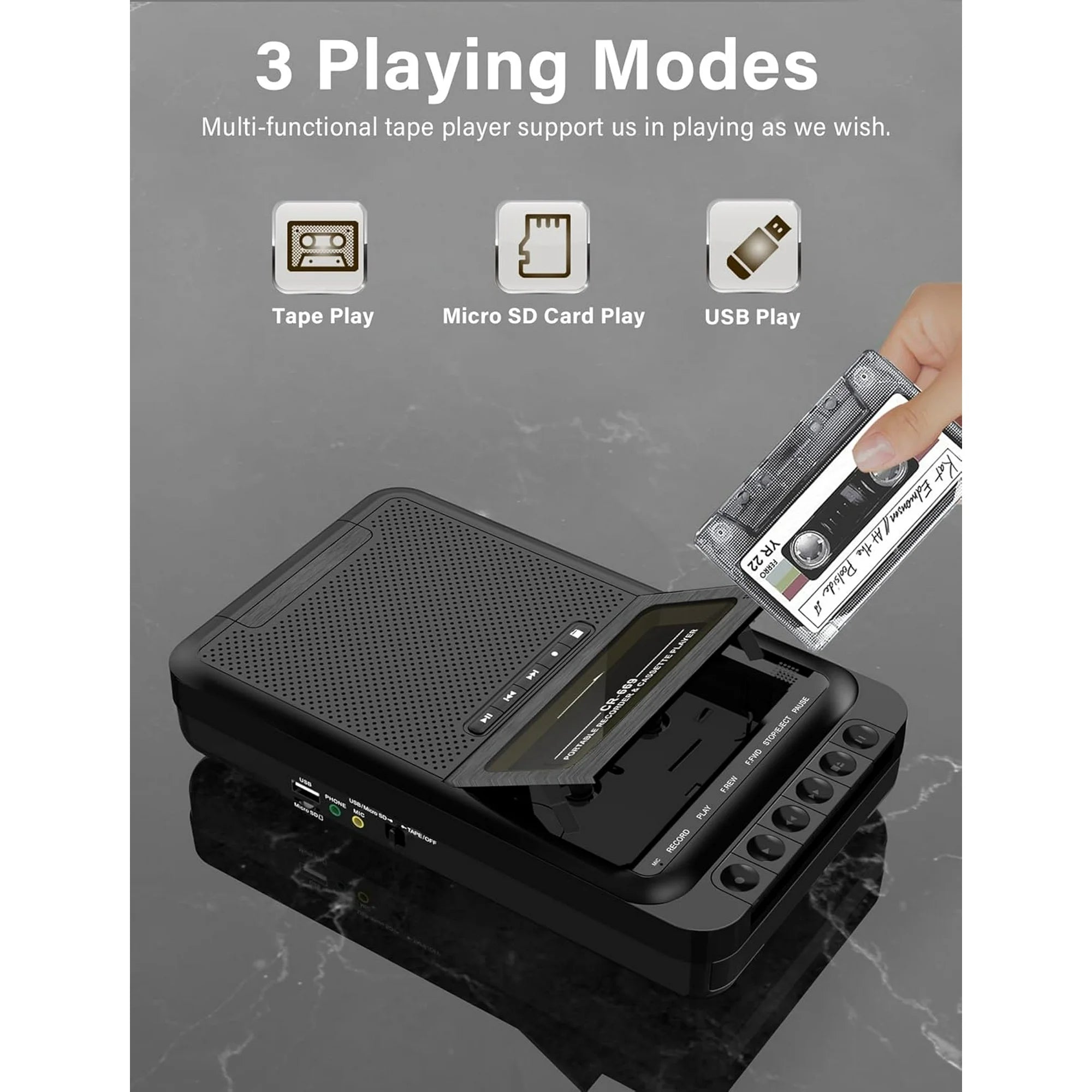 Graciodo CR-667 Portable Cassette Player and Recorder