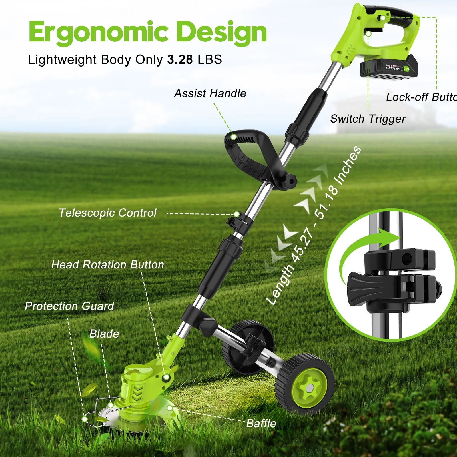 Cordless Electric Grass Trimmer / Weed Wacker / Edger