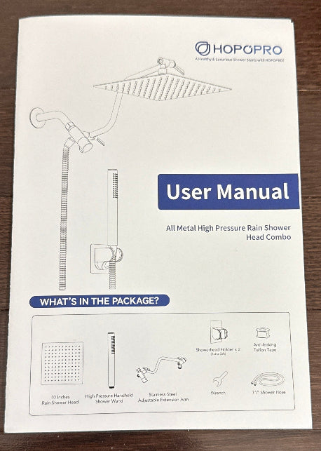 Hopopro High Pressure Rain Shower head combo Model L1002 Series