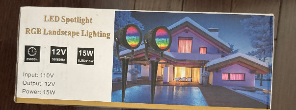Richsing Outdoor LED Spotlight set includes two powerful 15W RGB spotlights