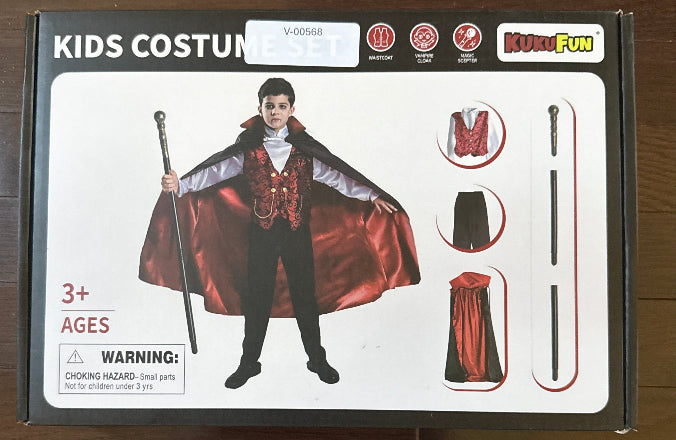 Vampire Costume Set, Halloween Party Vampire Cosplay Outfit with Cape, Shirt, Pants & Cane, kids dracula costume
