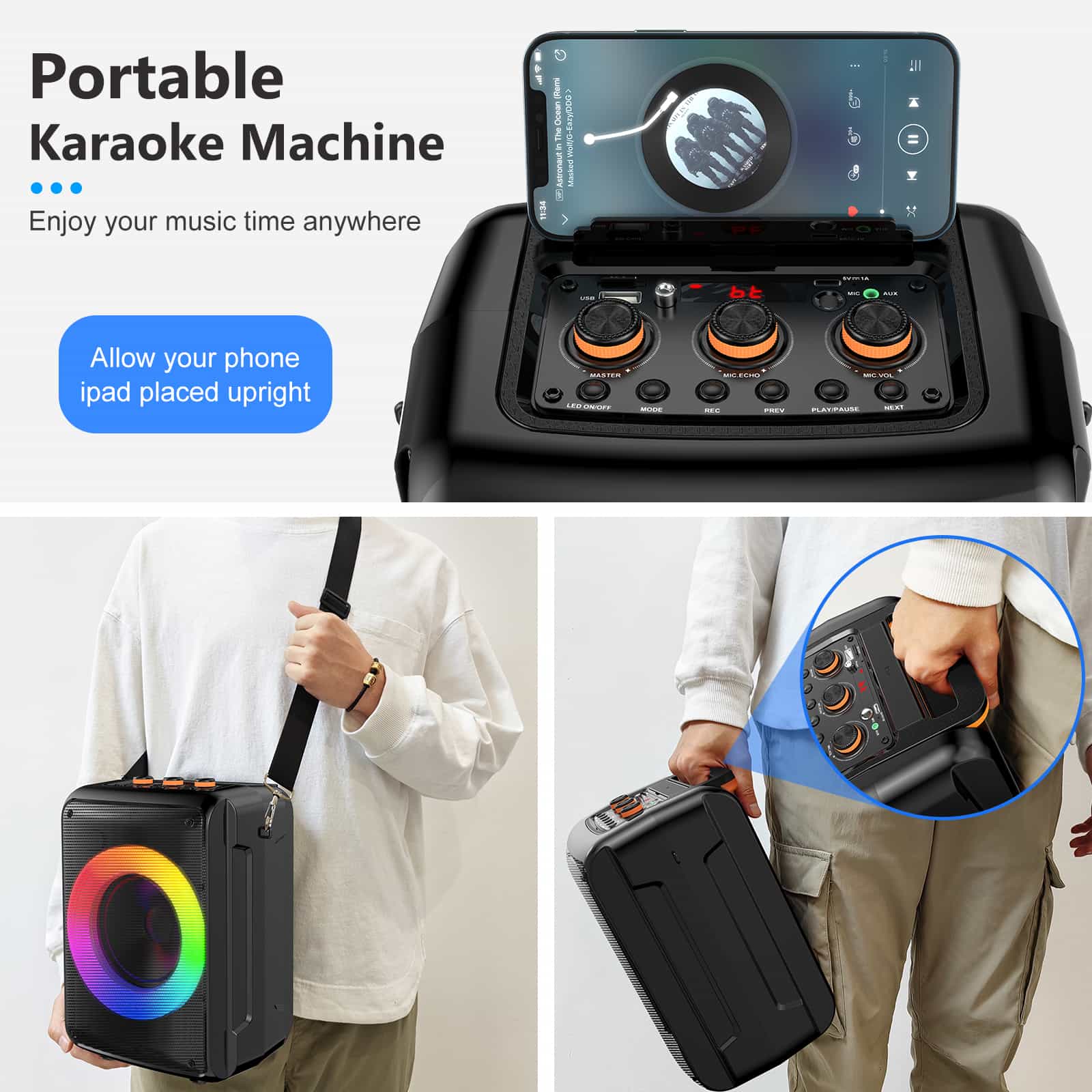 JYX D13 Portable Karaoke Machine with 2 Microphones