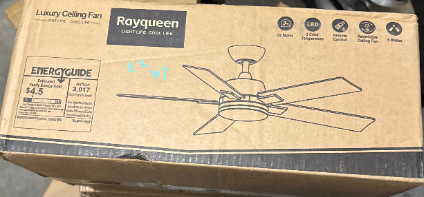Rayqueen 42 inch ceiling fan with remote and light