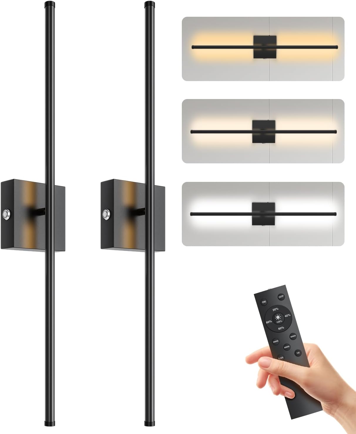 ABOVIZO Model AB55/3A is a battery-operated wall sconce set designed for indoor use