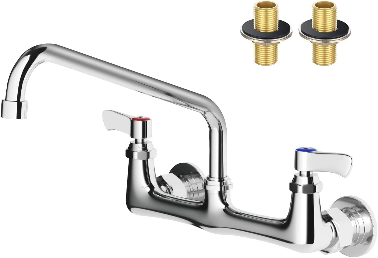 TOLSUNY Type: It's a wall-mounted commercial kitchen faucet with a pre-rinse sprayer.