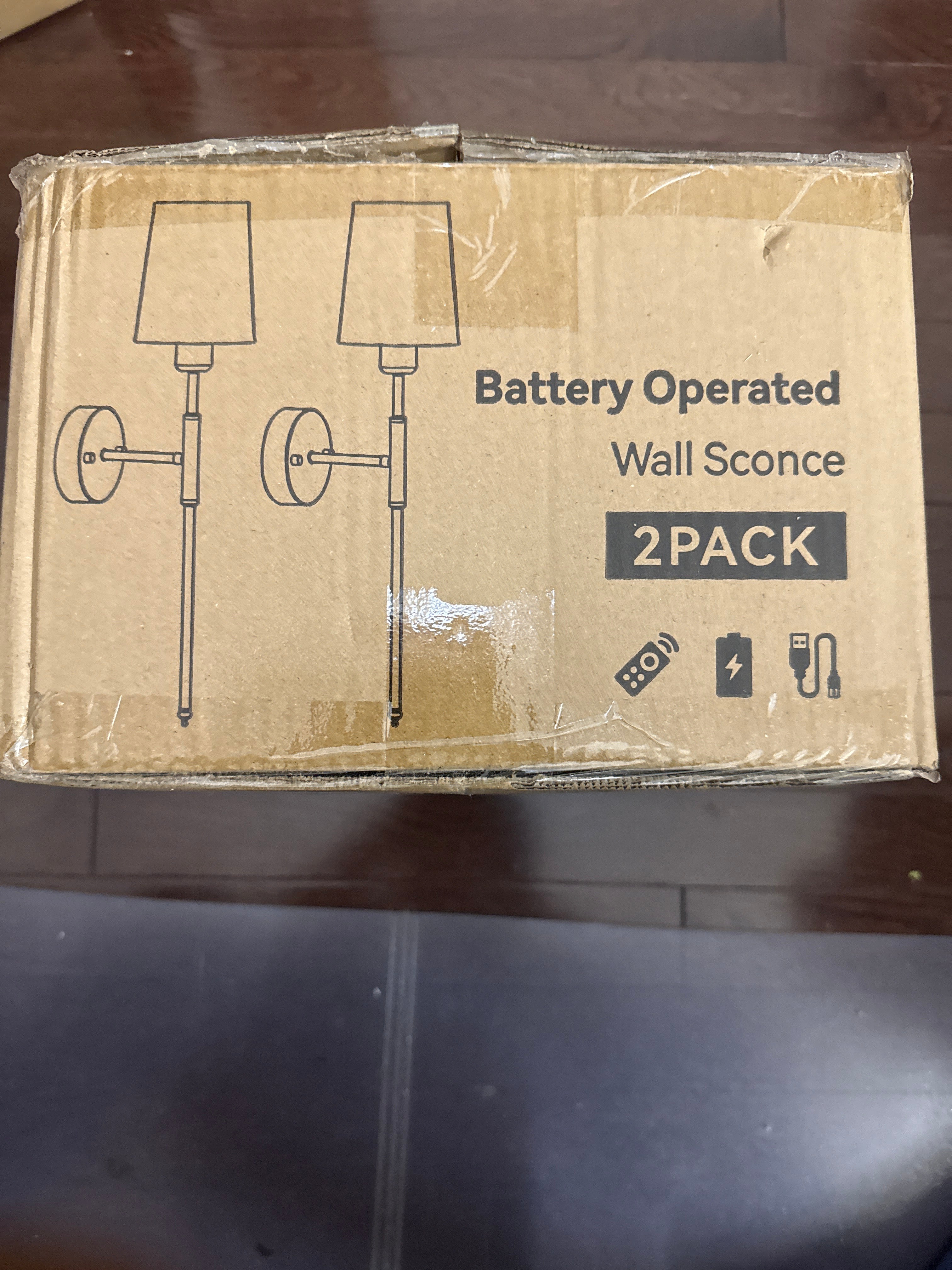 ECOHOM 25.6 inch Battery Operated Wall Sconces Set of 2, Wireless Wall Lights with Rechargeable