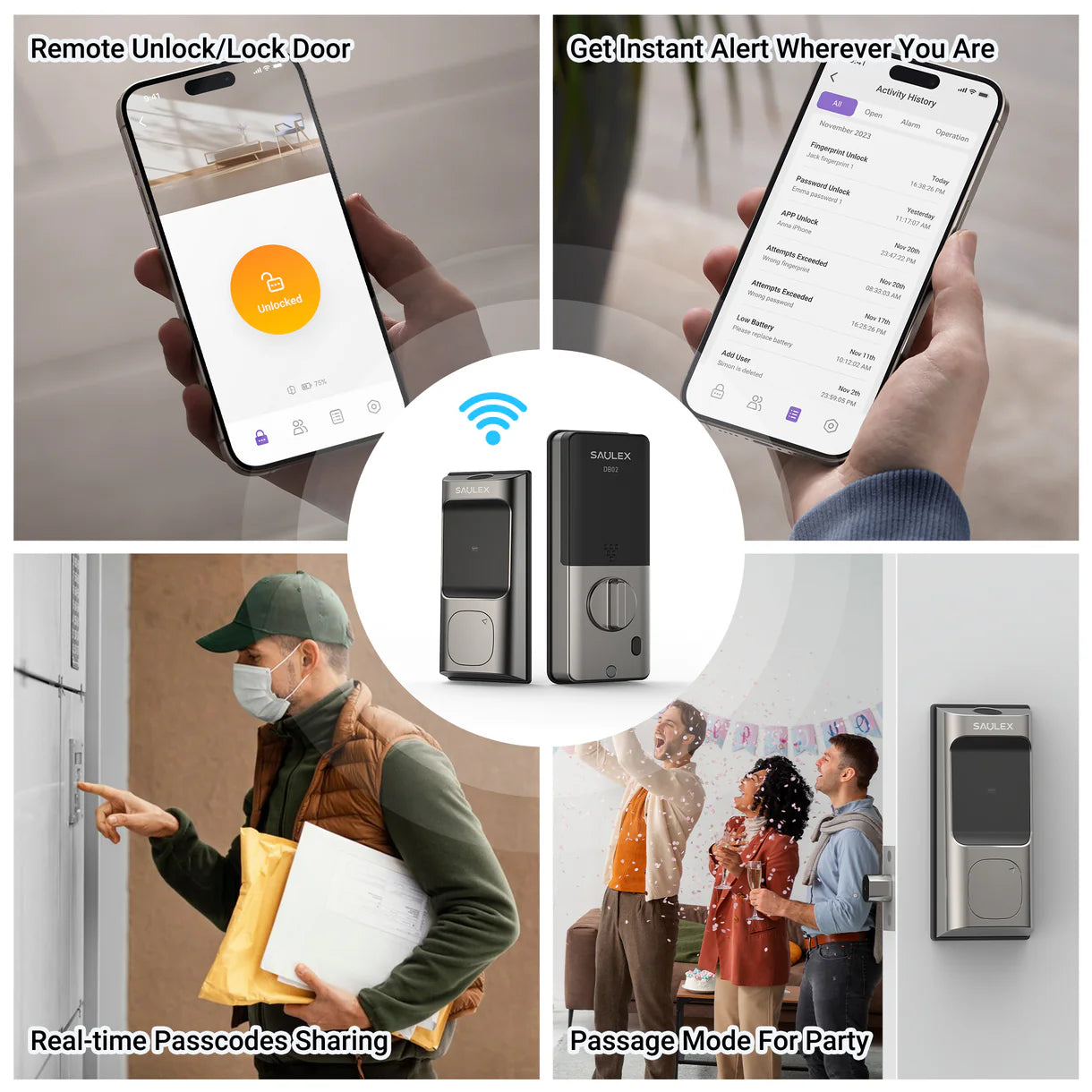 Advancing 6 in 1 smart wifi door lock  Saulex DB-02