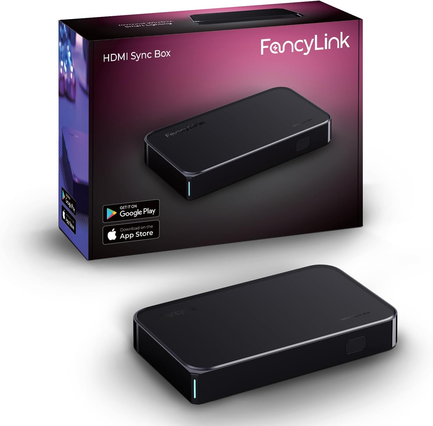 HDMI Sync Box, Only Supports Fancylink Smart Lights, Sync with Music and Movies,4K HD,2 in 1 Out, ONLY for Fancylink LED Smart Lighting