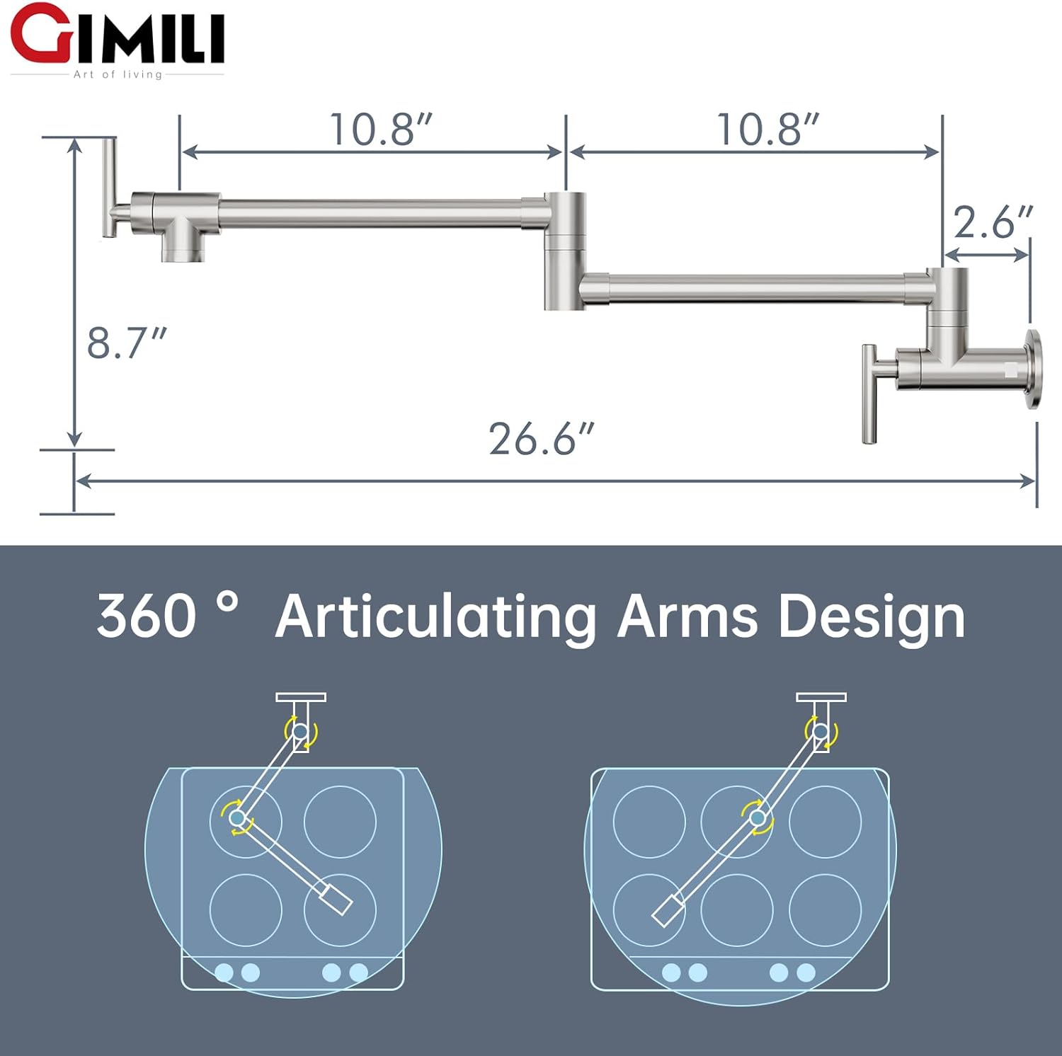 IMILI Pot Filler Rotatable Wall Faucet