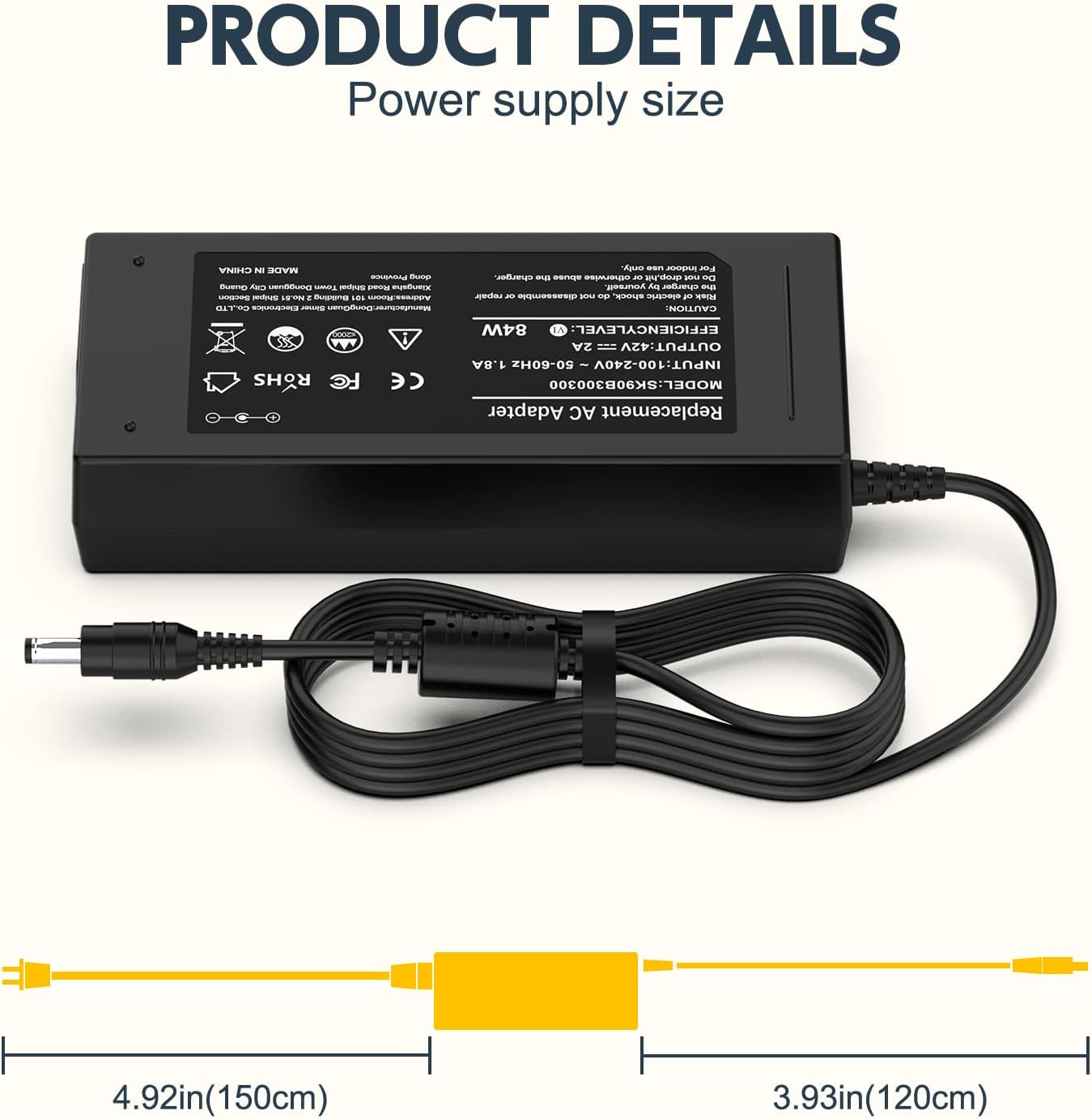 42V 2A Charger Compatible with Hiboy Max, Max V2, Max3,
