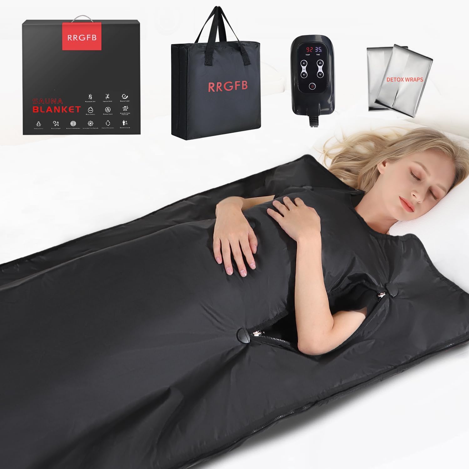 RRGFB Portable Infrared Sauna Blanket, Detox & Relaxation at Home, 6 ft x 2.6 ft