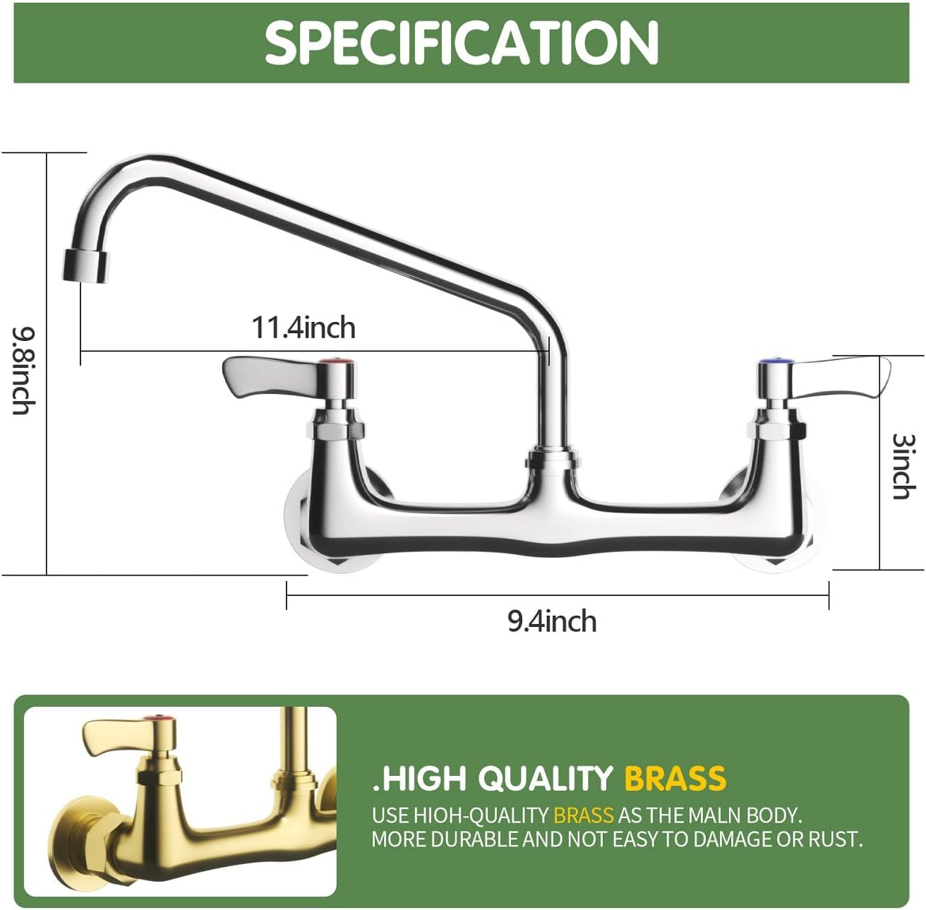 TOLSUNY Type: It's a wall-mounted commercial kitchen faucet with a pre-rinse sprayer.