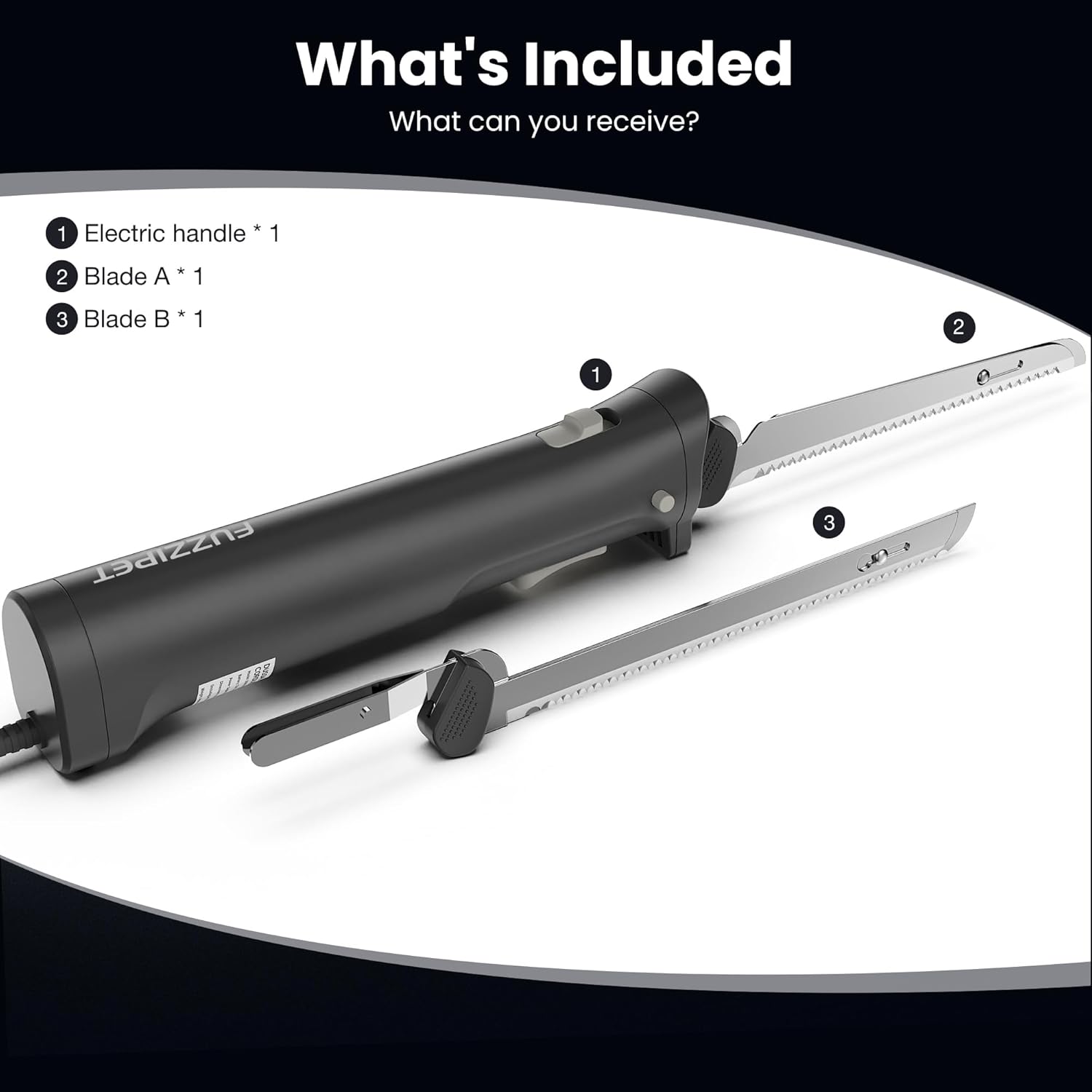 Electric Knife for Meat Slicing - 4 Stainless Steel Blades | Bread & Cheese Cutter