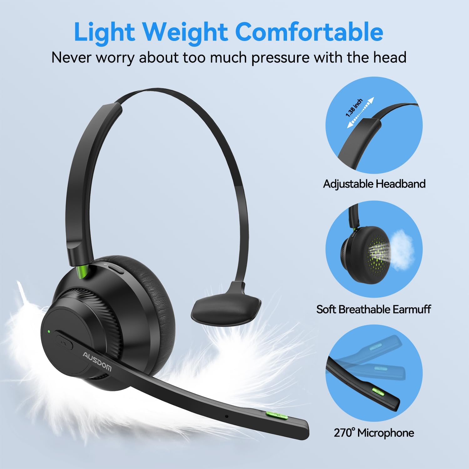 Ausdom Mono Wireless Headset