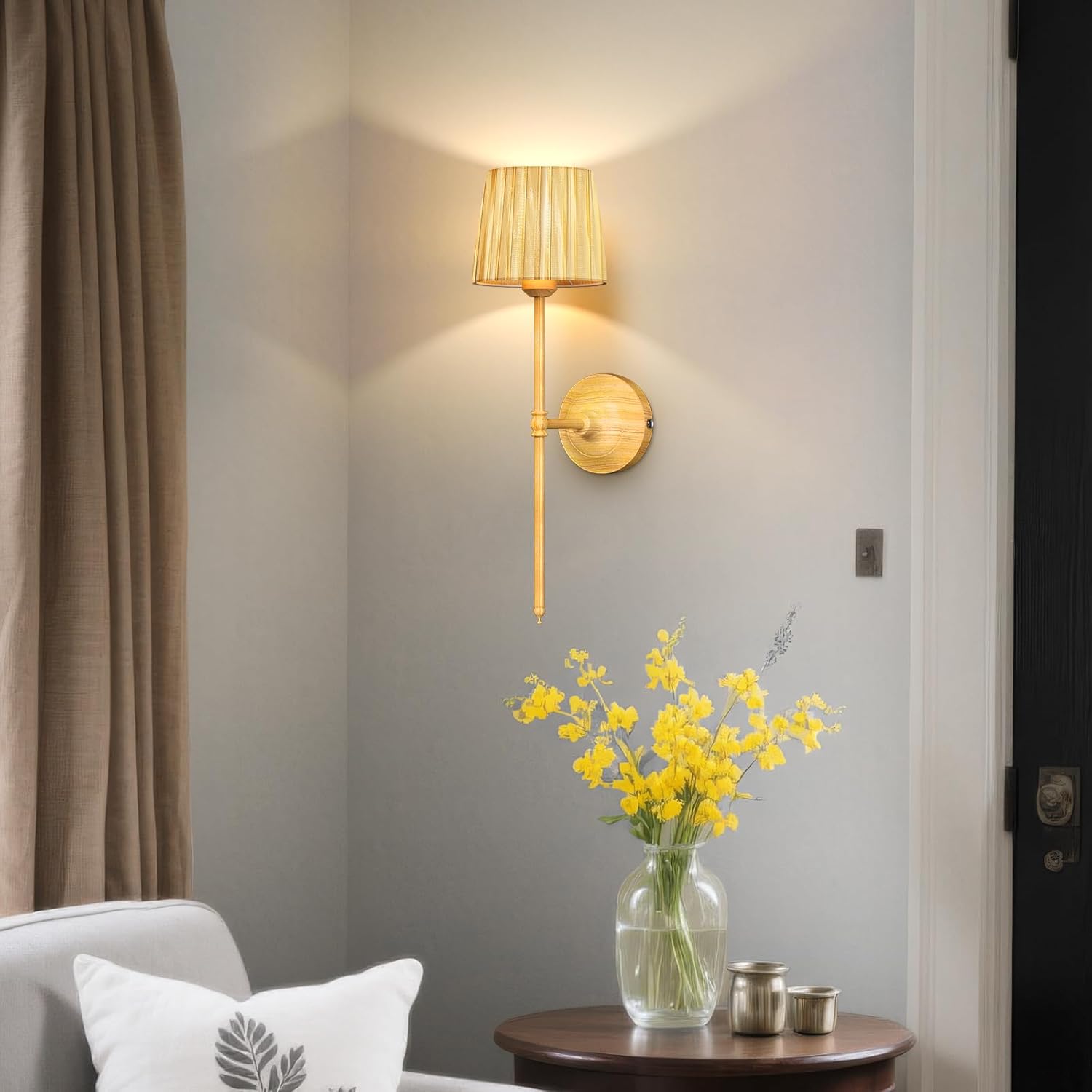 ACOLIT P 2PC Wall Lamp Wood Grain with Remote - Modern LED Lighting