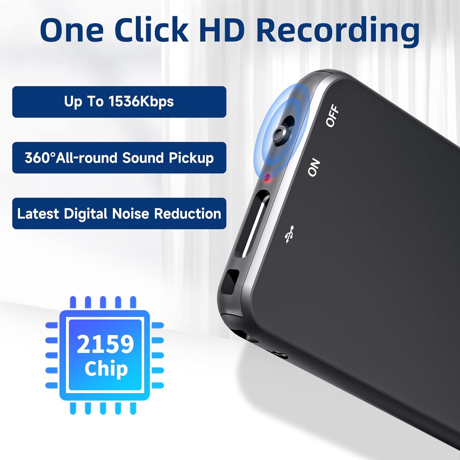 v15 1536Kbps digital voice recorder delivers exceptional audio clarity