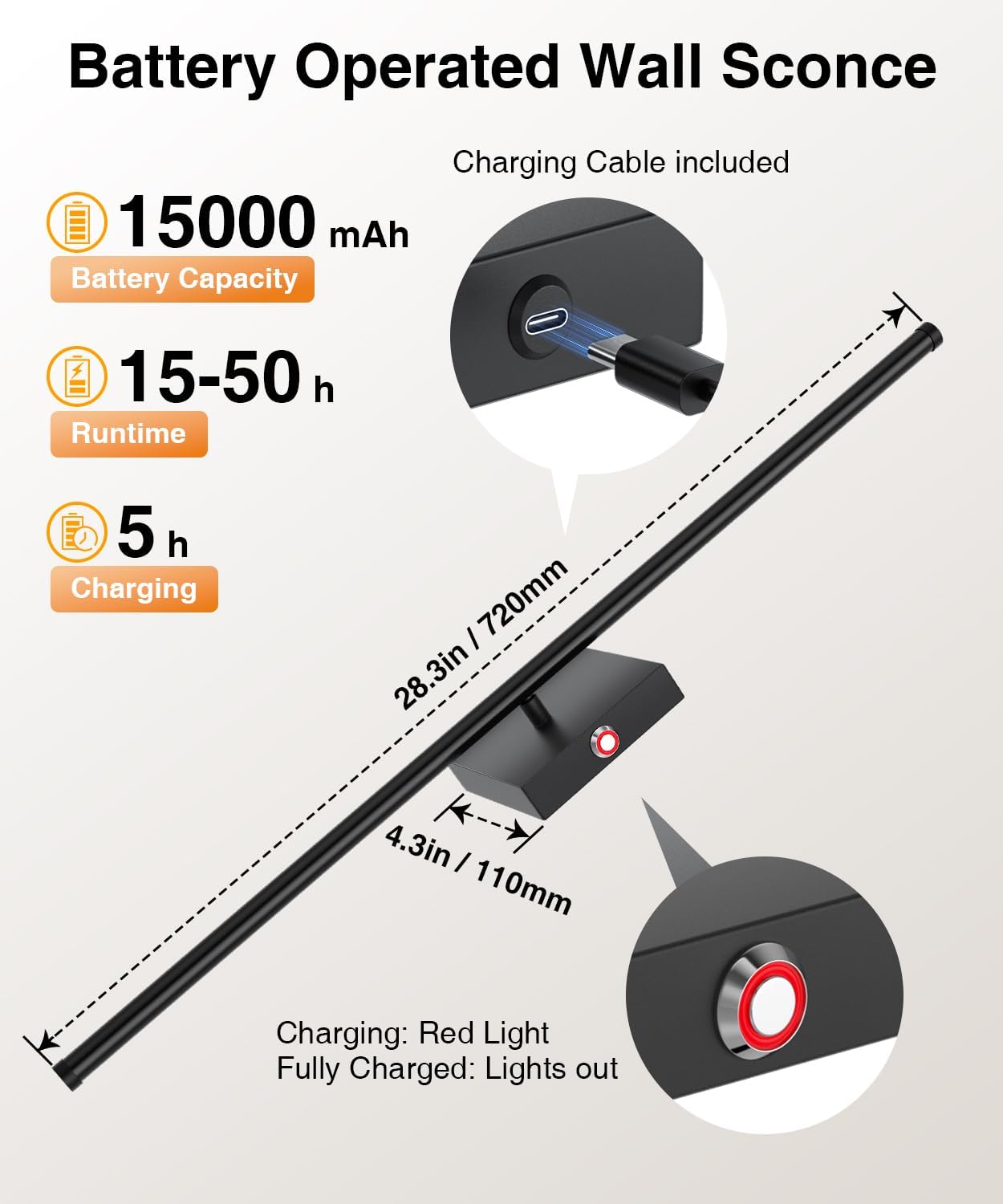 ABOVIZO Model AB55/3A is a battery-operated wall sconce set designed for indoor use