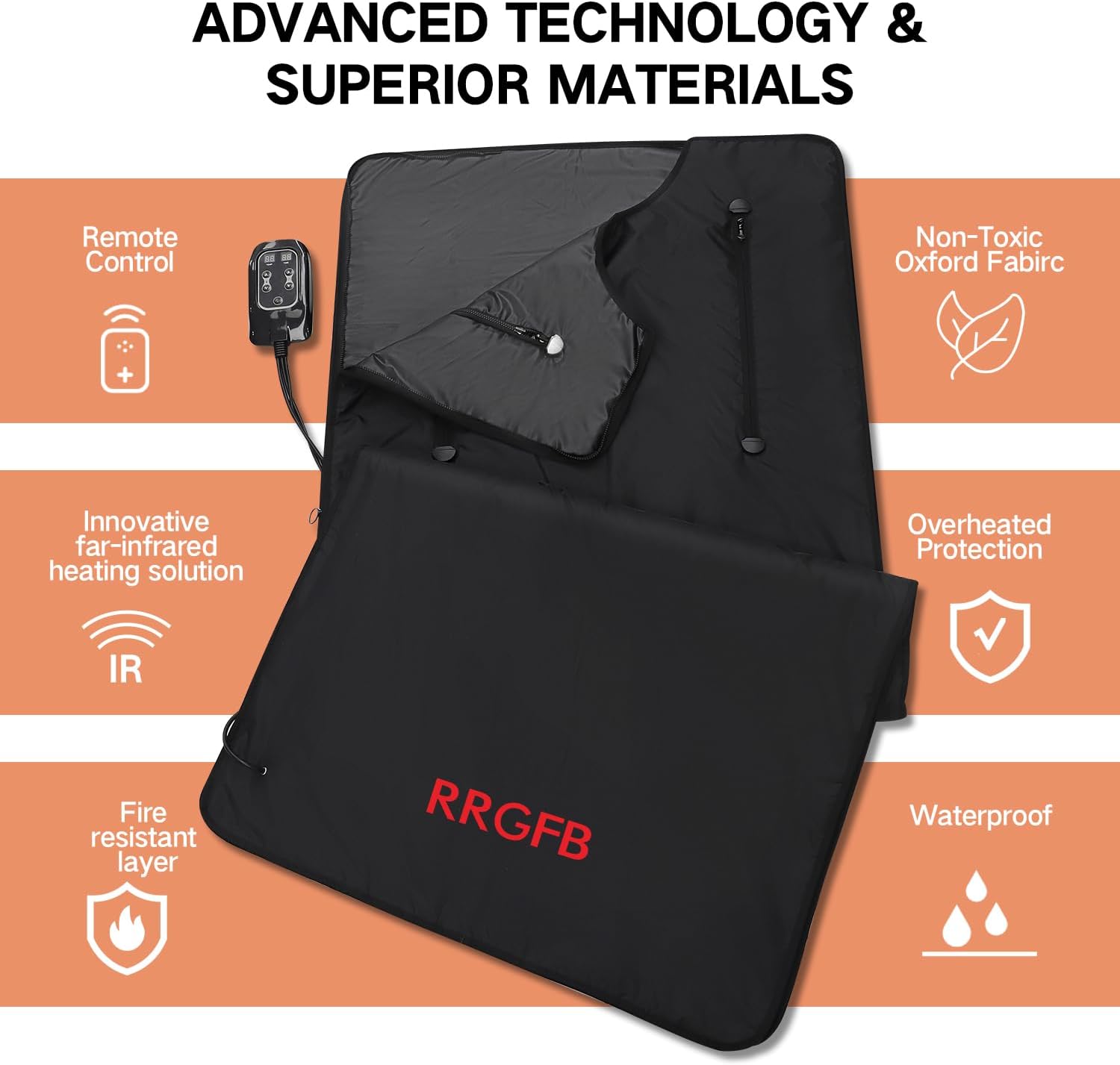RRGFB Portable Infrared Sauna Blanket, Detox & Relaxation at Home, 6 ft x 2.6 ft