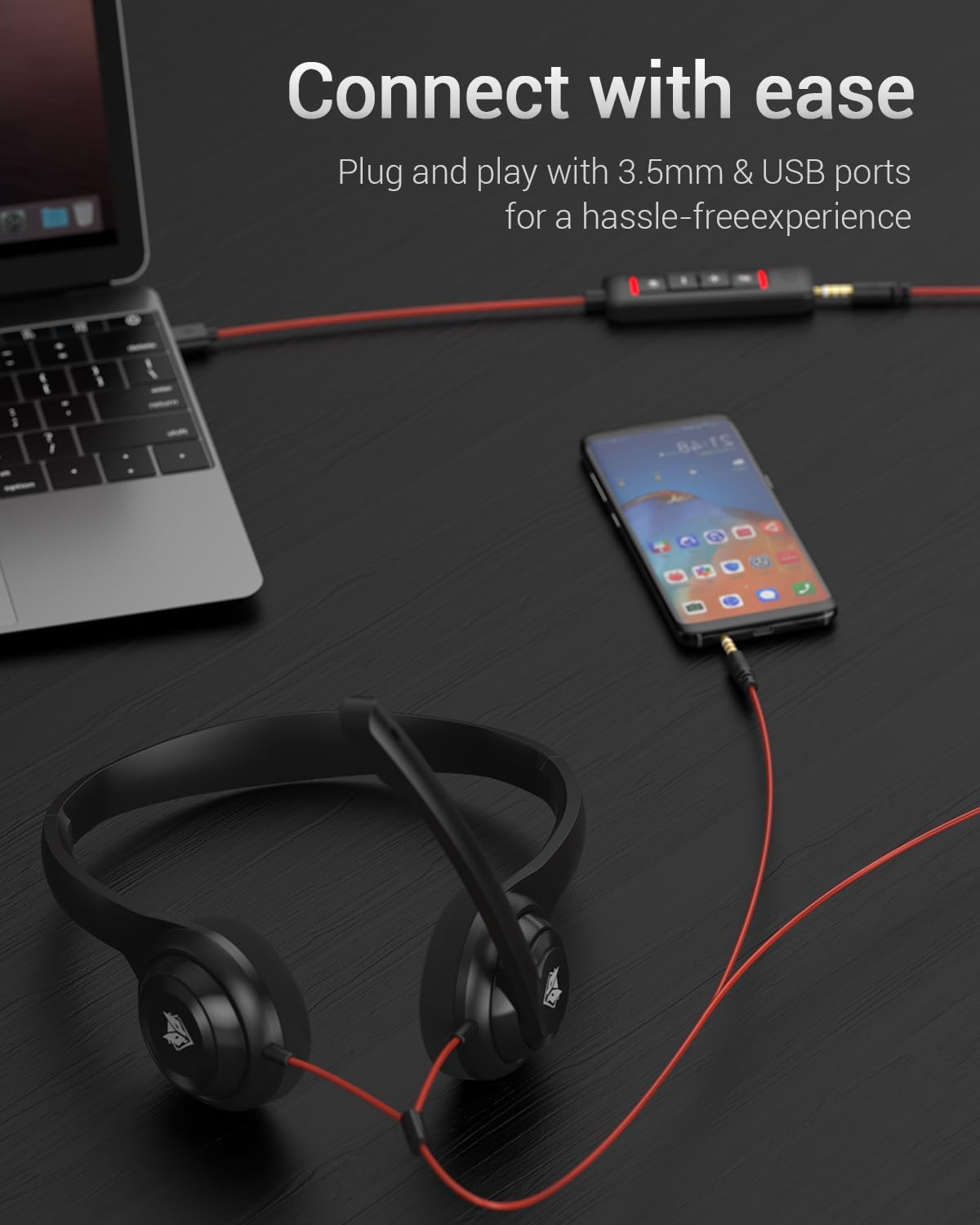 NUBWO HW02 USB Computer Headset with Clear Chat Microphone