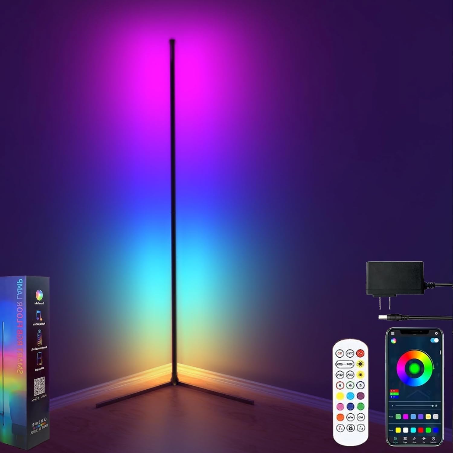 Smart RGB LED Floor Lamp 60" with 16 Million DIY Colors