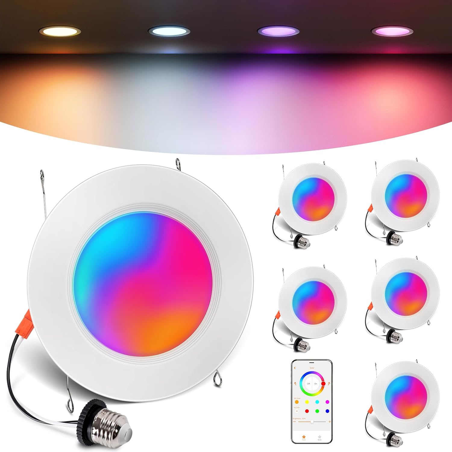 VARICART 6-Inch Smart Recessed Light Smart Recessed Lighting 6 Inch, RGBCW Color Changing