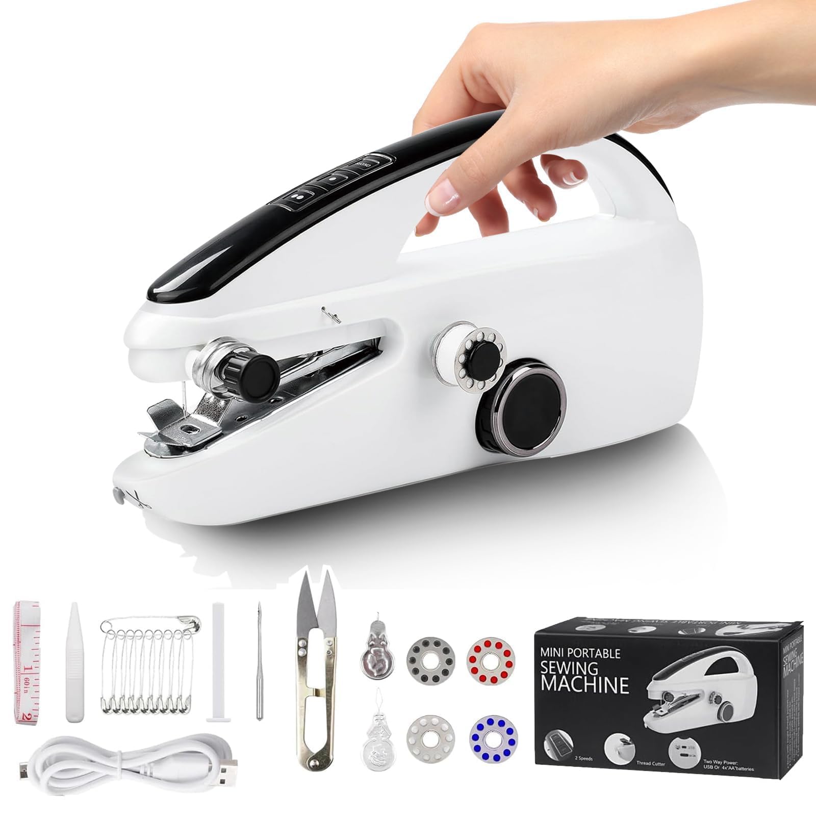 Mini Sewing Machine Electric Stitch Portable Hand Cordless Travel Household