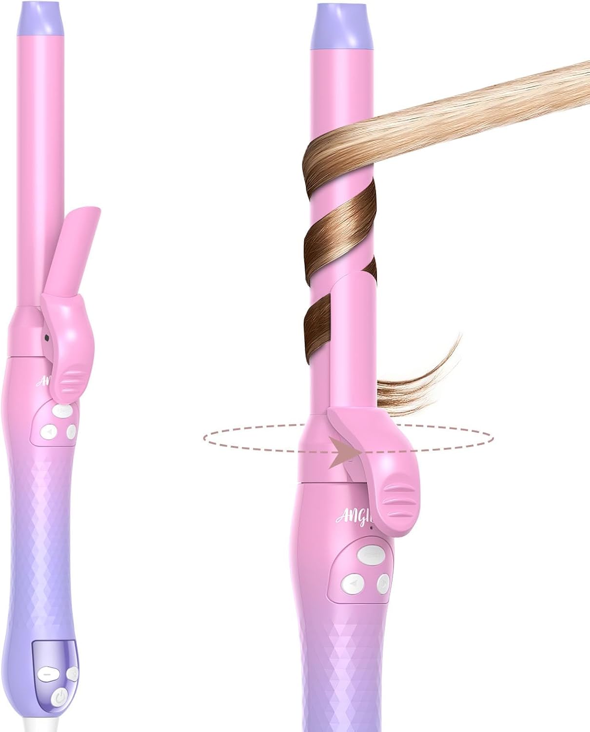Automatic Rotating Curling Iron for Thin Fine Hair - Beach Waves Hair Curler with Heat Protection