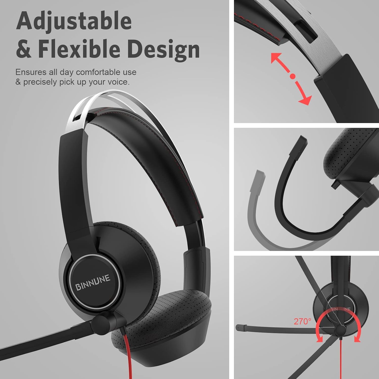 The BINNUNE BHO1 USB Headset with Microphone delivers