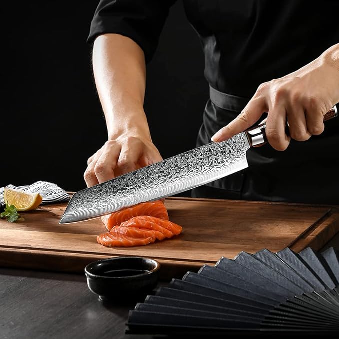 Fanteck 9.5" Kiritsuke Chef Knife,Kitchen Knife Damascus Pro Sharp VG10